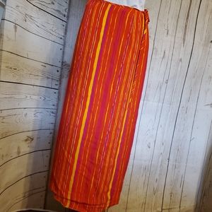 Ann May 100% silk maxi skirt faux wraparound zip closure size 6